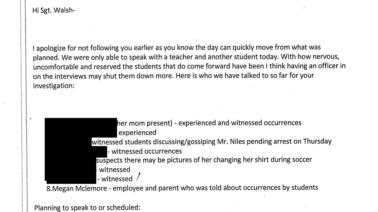 Email from Tecumseh Public Schools to Tecumseh Police Department